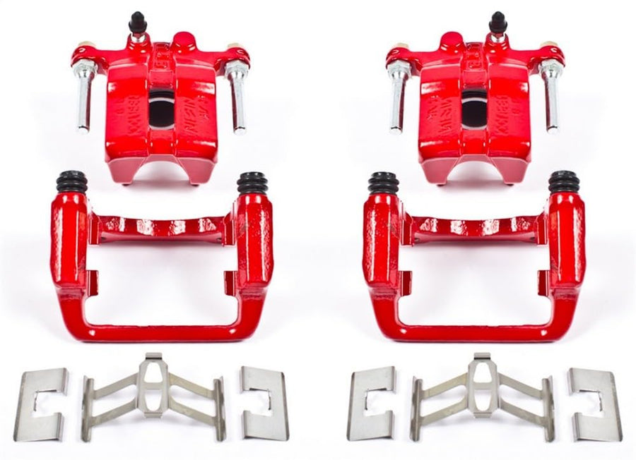 Power Stop Pair of High-Temp Red Powder Coated Rear Calipers For Acura RL 1999-2004 [Model Specific]