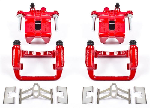 Power Stop Pair of High-Temp Red Powder Coated Rear Calipers For Acura RL 1999-2004 [Model Specific]