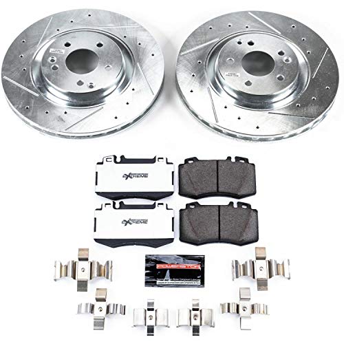 Power Stop K2950-26 Z26 Carbon Fiber Brake Pads with Drilled & Slotted Brake Rotors Kit Front