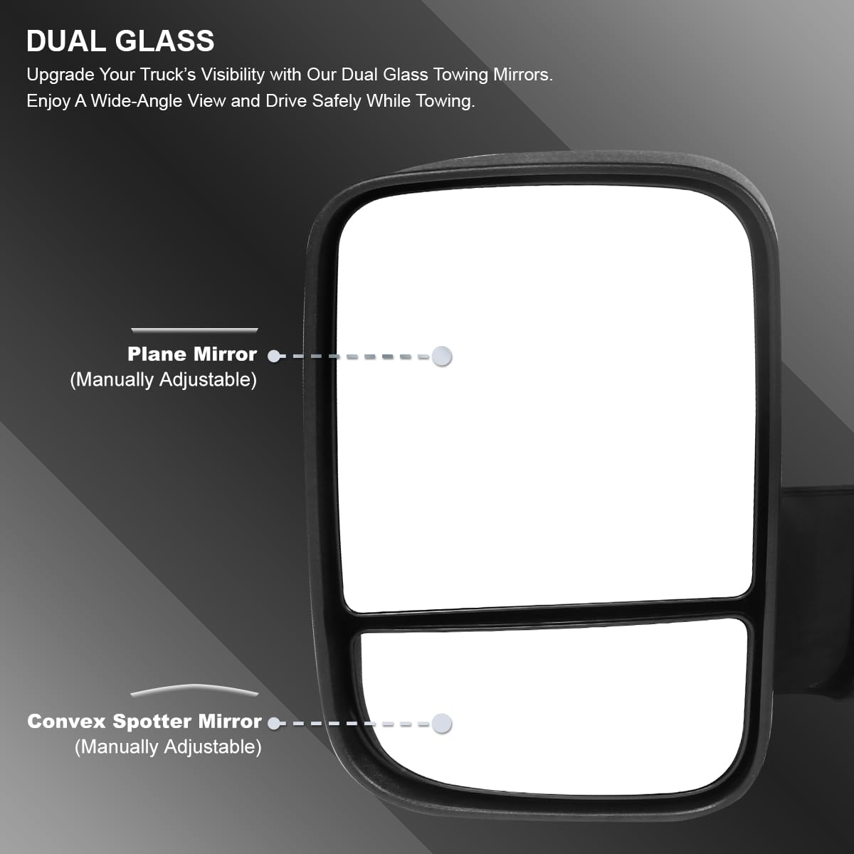 2009 Look SPEC-D TUNING Towing Mirrors w/Turn Signal + Puddle Lights Compatible with 2002-2008 Dodge Ram 1500 2500, Left + Right Pair