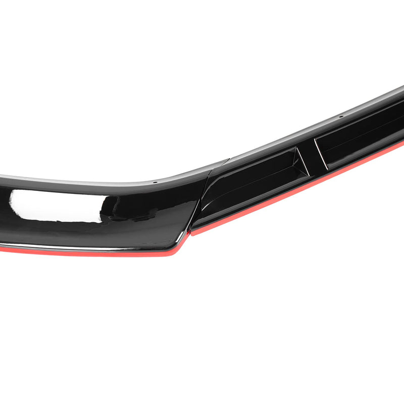 Glossy Black Spec-D Tuning Red Trim Front Bumper Lip Spoiler Kit 3PC Compatible with Volkswagen Golf 2014-2017