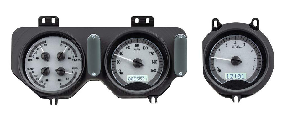 Dakota Digital VHX System-Silver Alloy Style Face Compatible with 1968 Pontiac GTO w/White Display