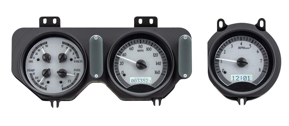 Dakota Digital VHX System-Silver Alloy Style Face Compatible with 1968 Pontiac GTO w/White Display