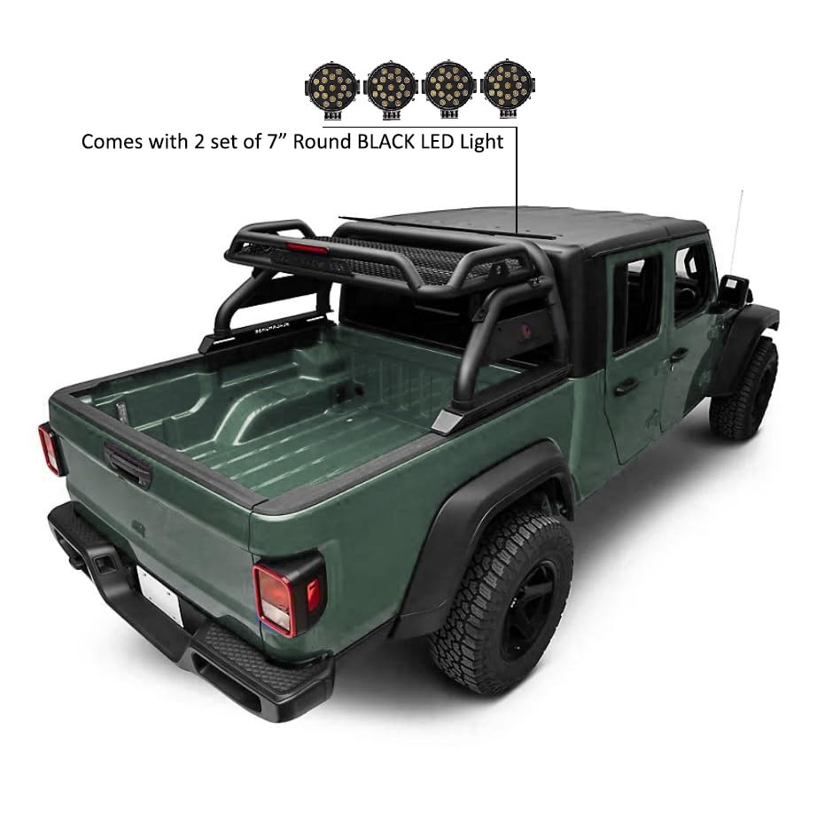 Atlas Roll Bar Black Horse Off Road Kit Black Compatible with 2020-2023 Jeep Gladiator-ATRB9BK-PLB