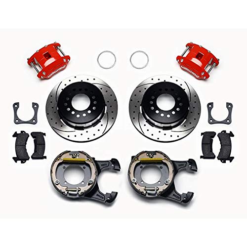 140-13025-DR WILWOOD P/S P-B Kit, Drilled-Red - 12 Bolt, 2.81" Offset, Staggered Shock