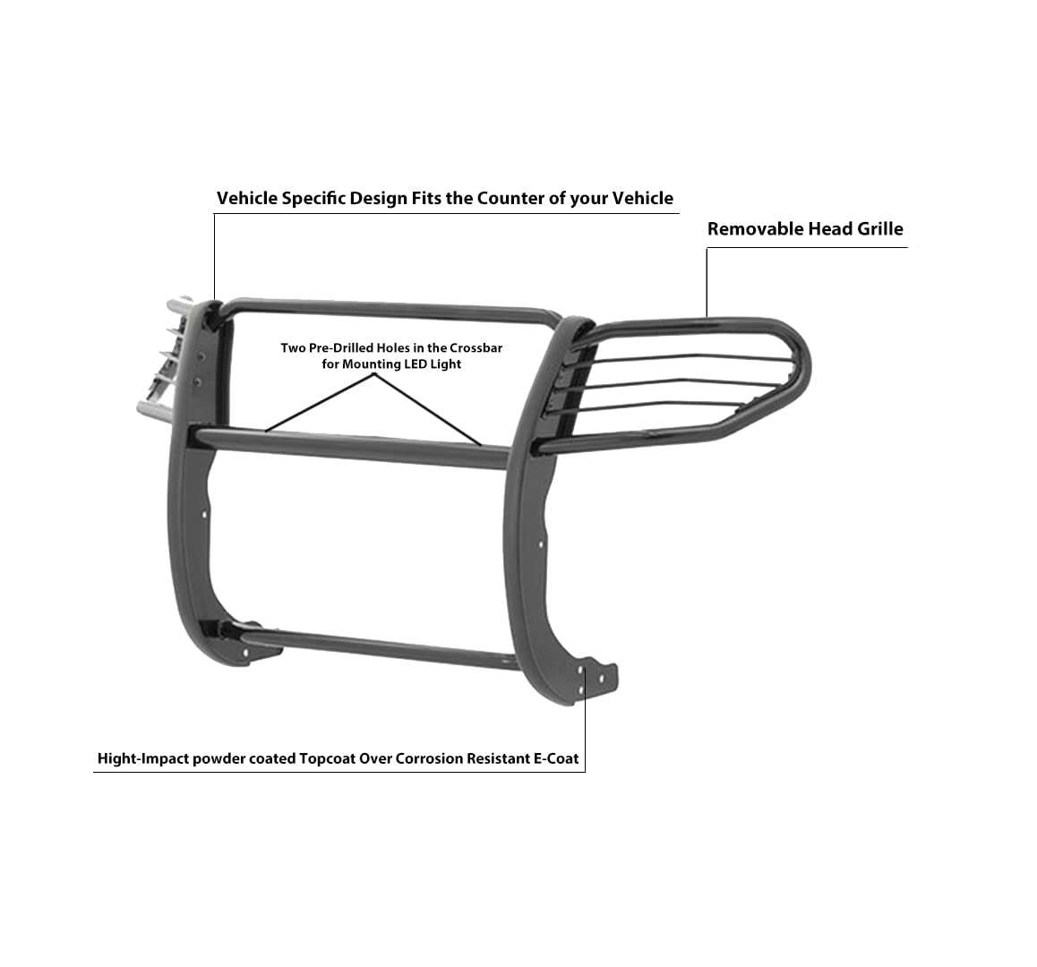 Off Road Black Horse Grille Guard Modular Black Compatible with 2005-2021 Nissan Frontier|2005-2007 Nissan Pathfinder-17A110200MA