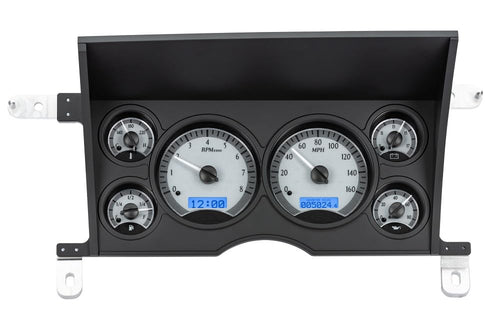 Dakota Digital VHX-86C-S-B Analog Dash Gauge System Compatible with 1986-93 S-10/ S-15 Chevy/GMC Pickups and 1986-94 S-10/ S-15 Blazers/Jimmy, Silver Alloy Style, Blue Backlighting
