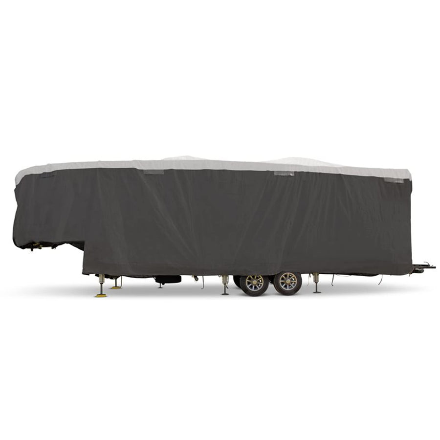 Camco RV Cover ULTRAGUARD - Fits 34 to 36 Inches 5th Wheel Trailer Cover - Features Secure Cinching Straps, Zippered Entry Doors, and Covered Air Vents (45756)