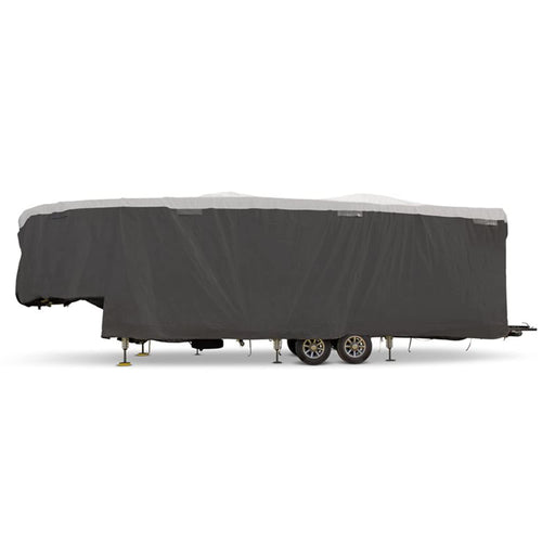 Camco RV Cover ULTRAGUARD - Fits 34 to 36 Inches 5th Wheel Trailer Cover - Features Secure Cinching Straps, Zippered Entry Doors, and Covered Air Vents (45756)