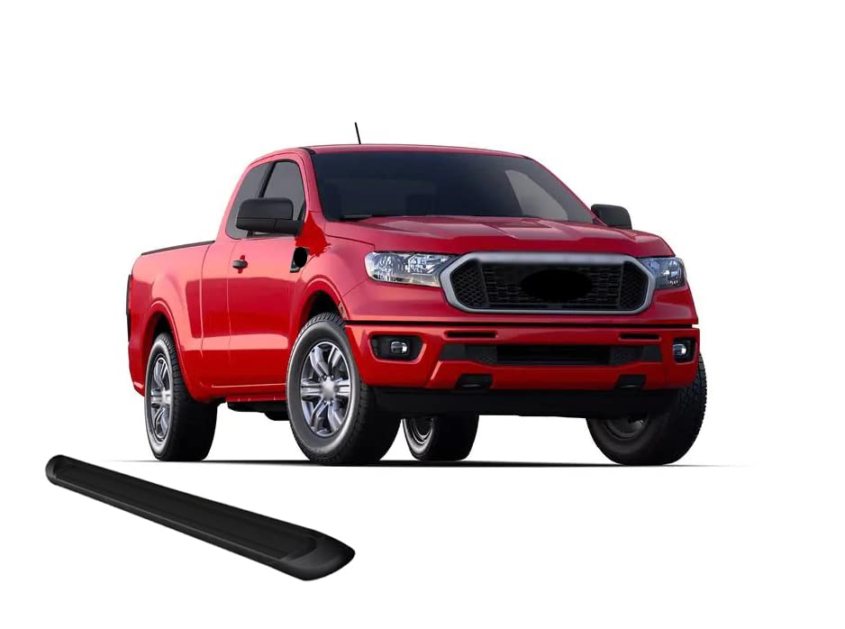 Black Aluminum Black Horse Transporter Running Boards Compatible with 2019-2022 Ford Ranger