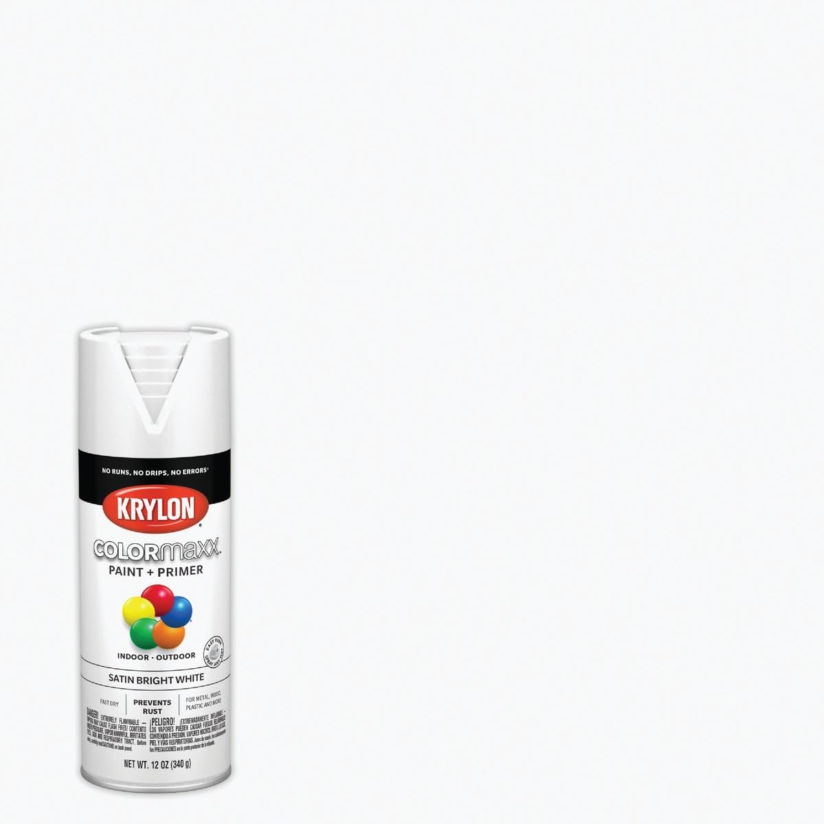 Krylon COLORmaxx K05558007 Spray Paint and Primer for Indoor/Outdoor Use, Satin Bright White