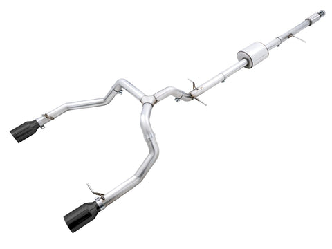 4th Gen GM 1500 AWE Tuning 5.3L 0FG Catback Split Rear Exit (Flat Bumper) - Quad Diamond Tips - 3015-33206