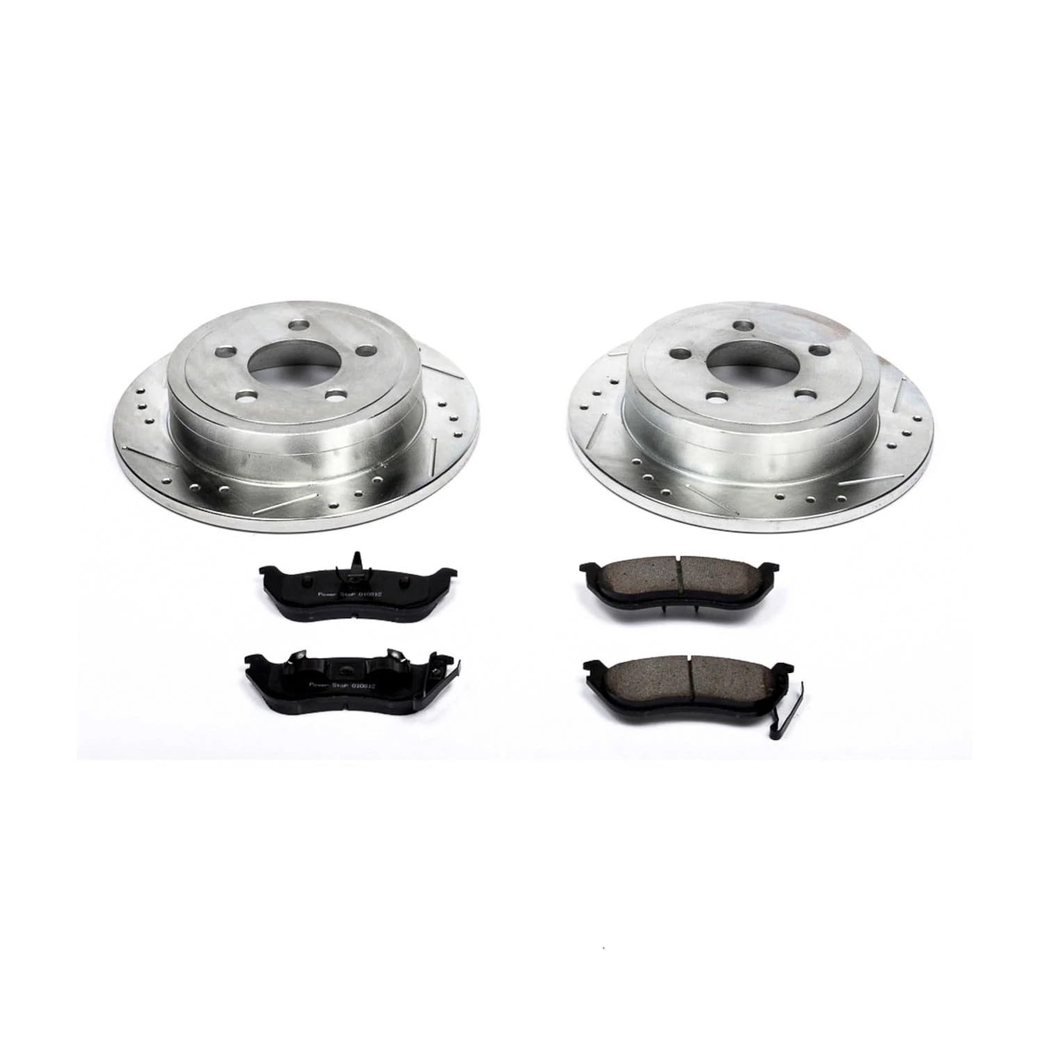 Power Stop K2197 Z23 Carbon Fiber Brake Pads with Drilled & Slotted Brake Rotors Kit For Jeep Liberty 2003-2007, Jeep Wrangler 2003-2006 [Model Specific]