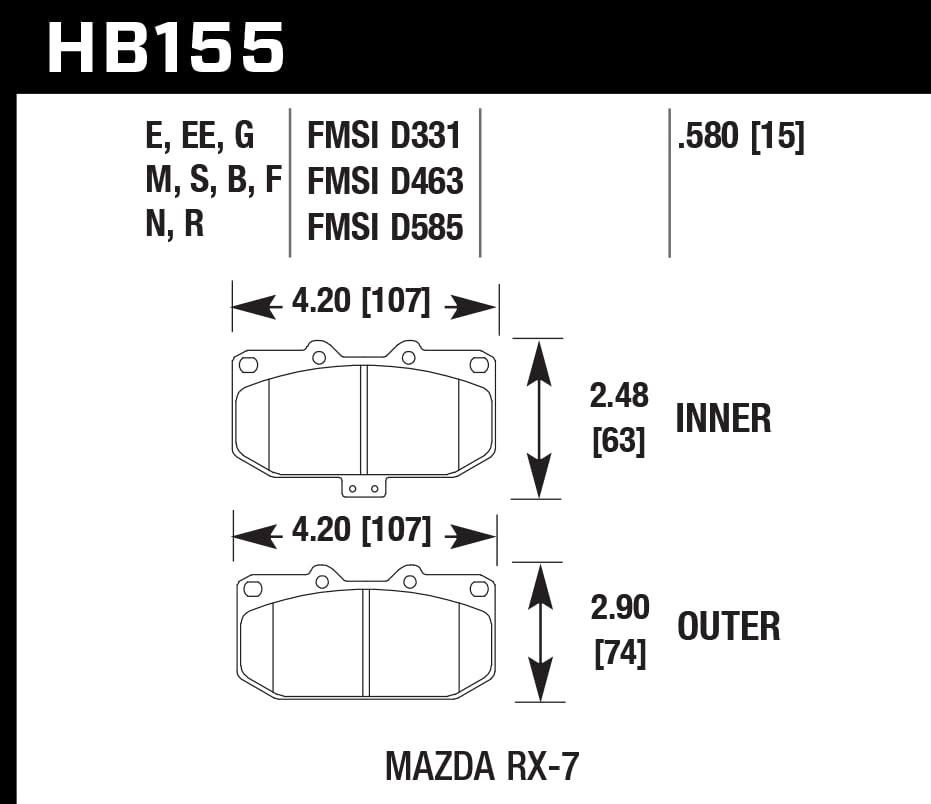 Hawk Performance HT-10 Motorsport Brake Pads HB155S.580
