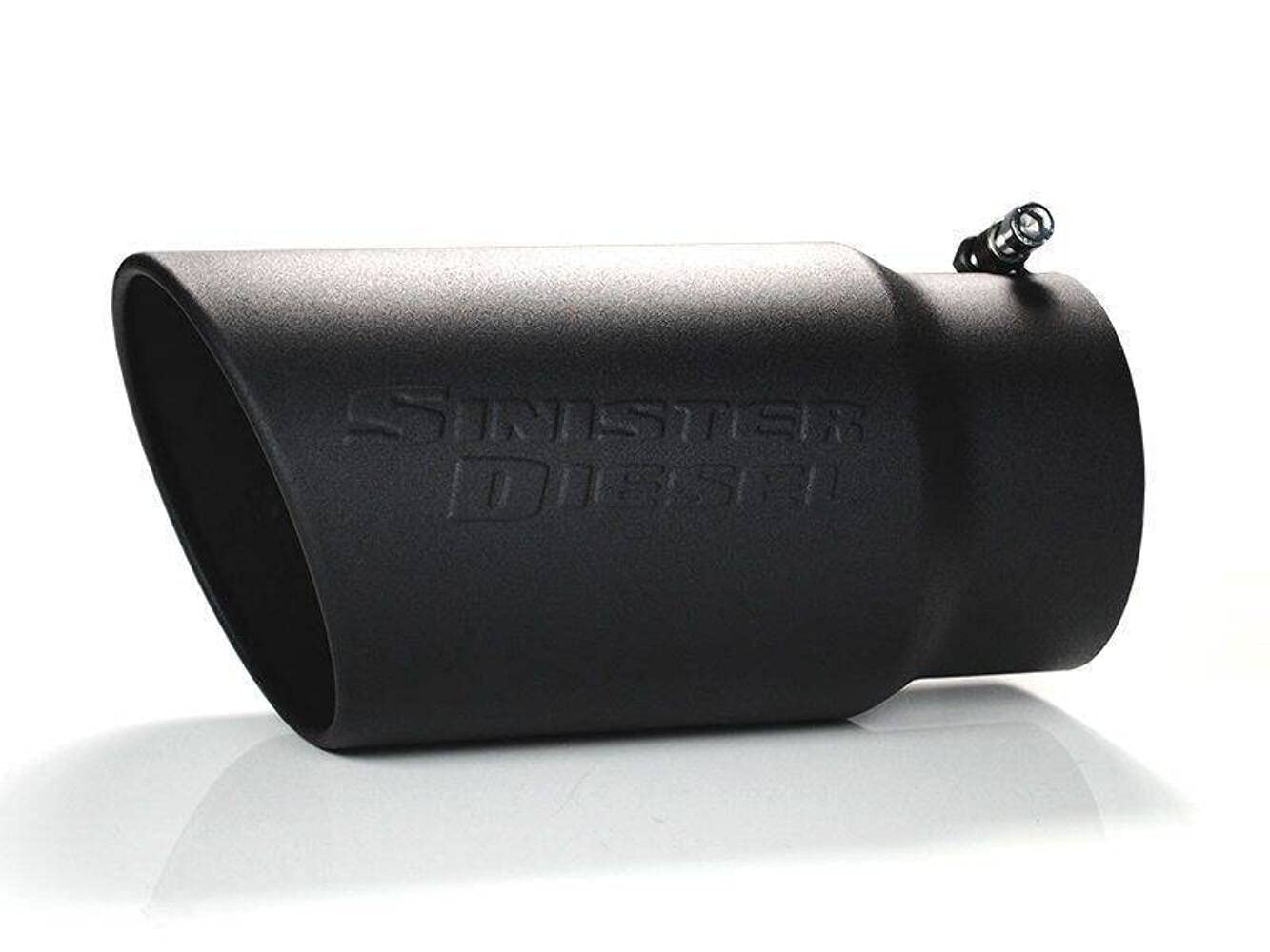 Black Ceramic Coated Sinister Diesel Exhaust Tip – 5" Inlet, 6" Outlet – Bolt-On – Fits 5" Tail Pipes – Stainless Steel – Diesel Truck Upgrade