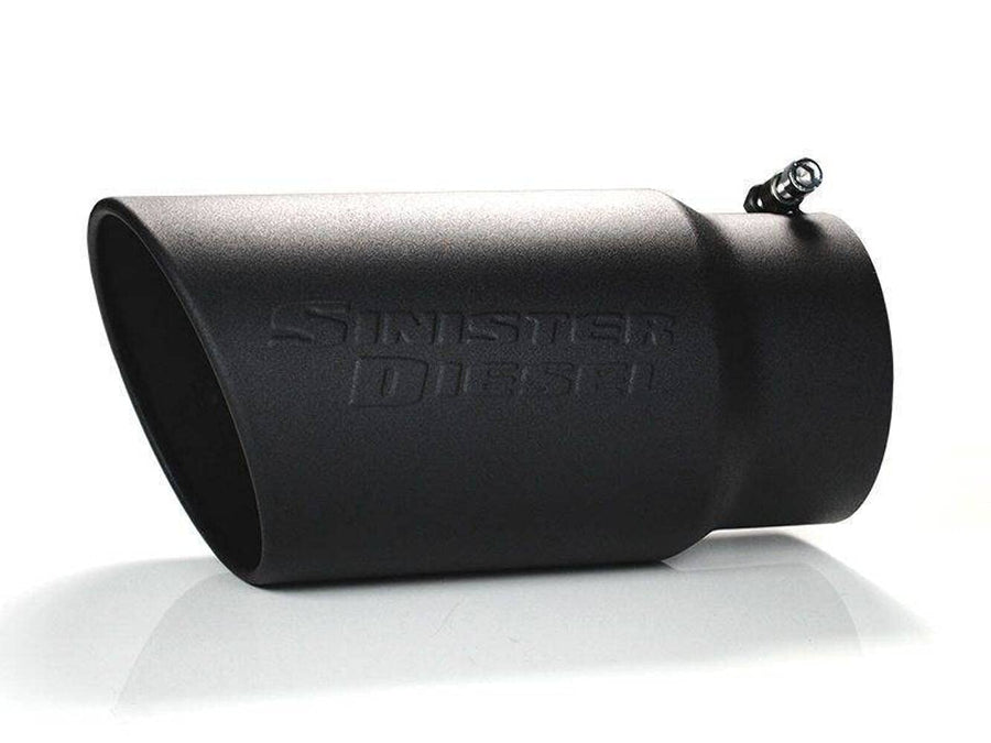 Black Ceramic Coated Sinister Diesel Exhaust Tip – 5" Inlet, 6" Outlet – Bolt-On – Fits 5" Tail Pipes – Stainless Steel – Diesel Truck Upgrade