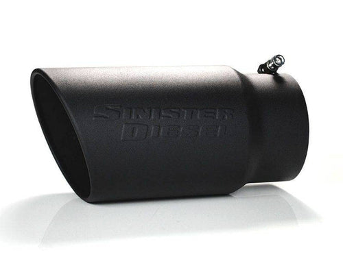Black Ceramic Coated Sinister Diesel Exhaust Tip – 5" Inlet, 6" Outlet – Bolt-On – Fits 5" Tail Pipes – Stainless Steel – Diesel Truck Upgrade