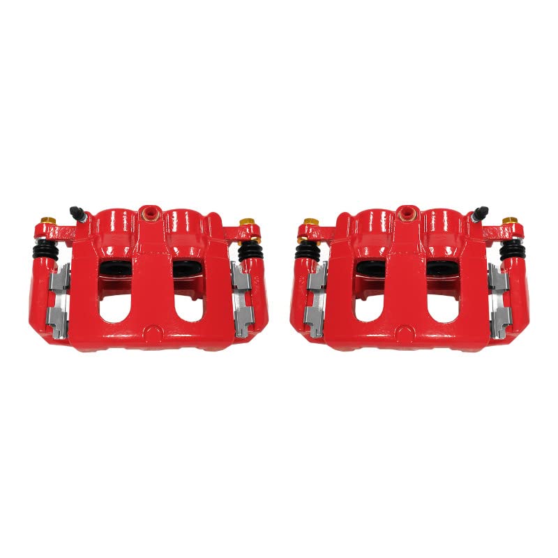 Power Stop S5214 Front Pair of High-Temp Red Powder Coated Calipers For Ford Explorer, Ford Explo, Ford Flex, Ford Police Interceptor Utility, Ford Taurus, Lincoln MKS, Lincoln MKT [Model Specific]