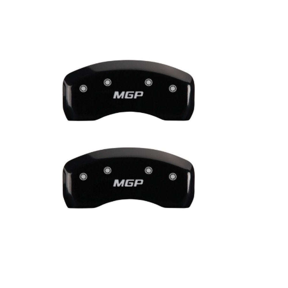 MGP Black Powder Coat Finish Caliper Covers 36024SMGPBK, Silver Characters, Set of 4
