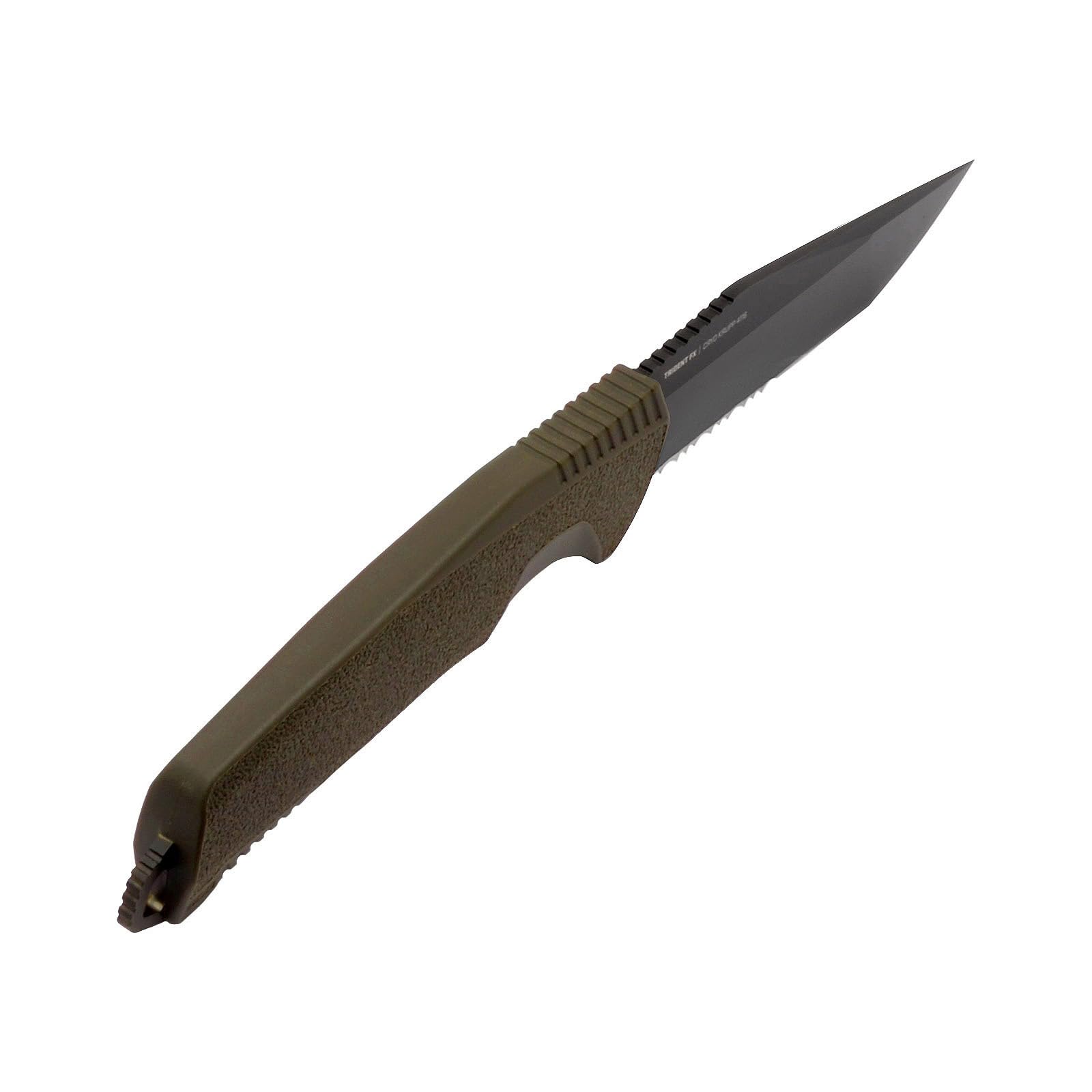 SOG Trident FX Fixed Blade Partially Serrated Tanto Knife | CRYO 4116 Steel | GRN Grip | UMS Compatible Sheath, OD Green