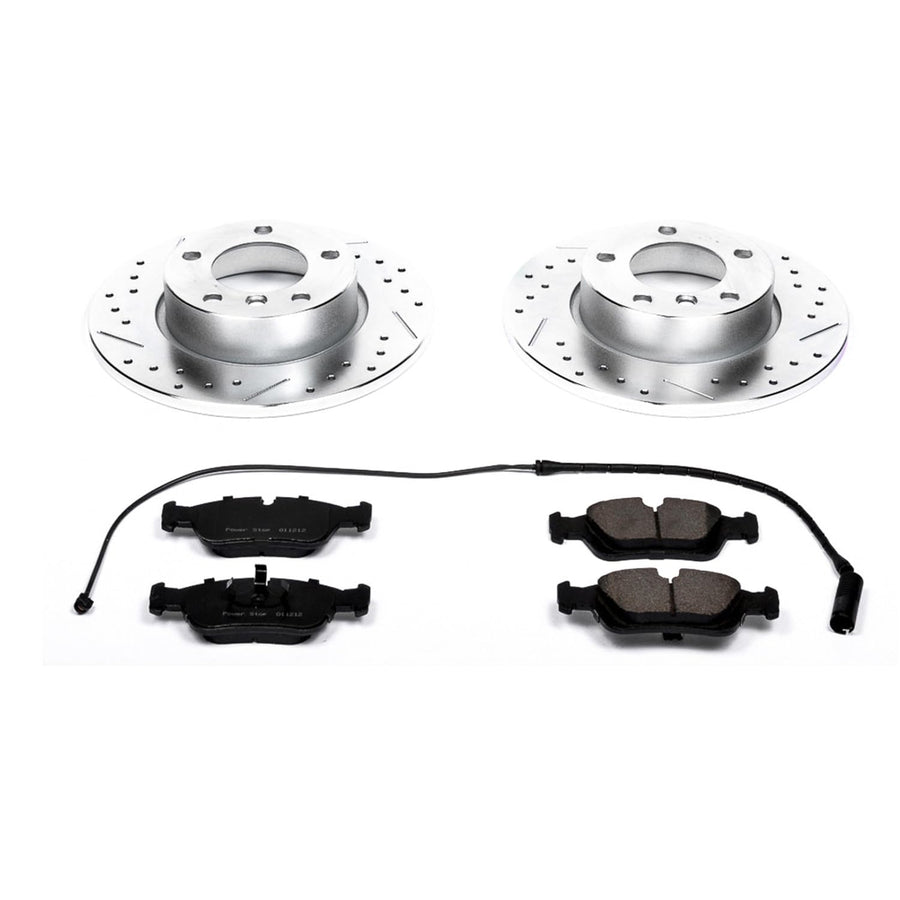 Power Stop K590 Front Brake Pads Z23 Carbon Fiber with Drilled & Slotted Brake Rotors Kit For BMW 318ti 1995-1999, BMW Z3 1996-1998 [Model Specific]