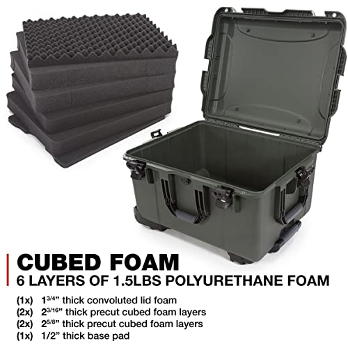 NANUK 960 Wheeled Series Lightweight NK-7 Resin Waterproof Protective Rolling Case with Foam, Olive