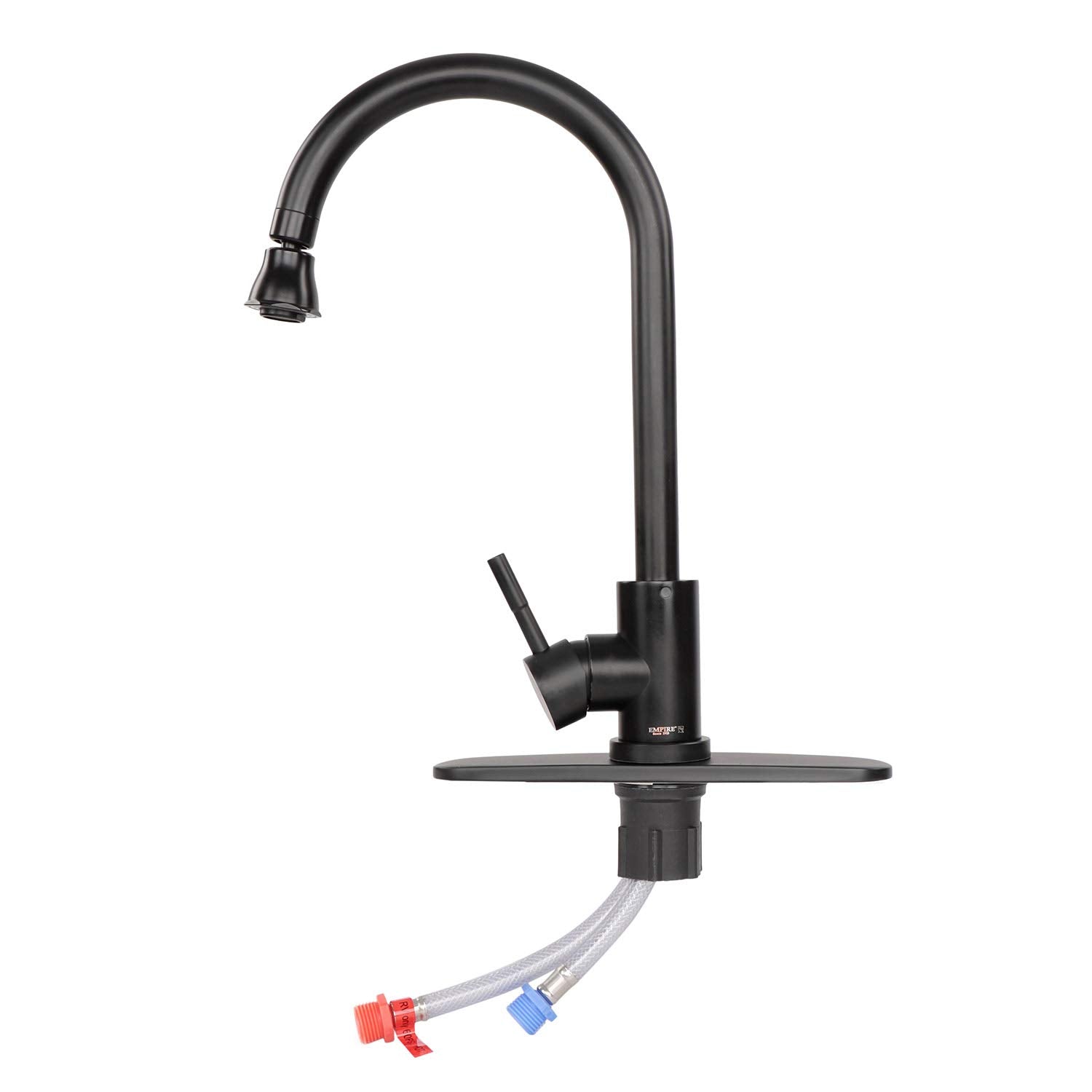 RV Kitchen Faucet Empire Faucets with Sprayer - Black Gooseneck Kitchen Faucet with Attached Sprayer Spout