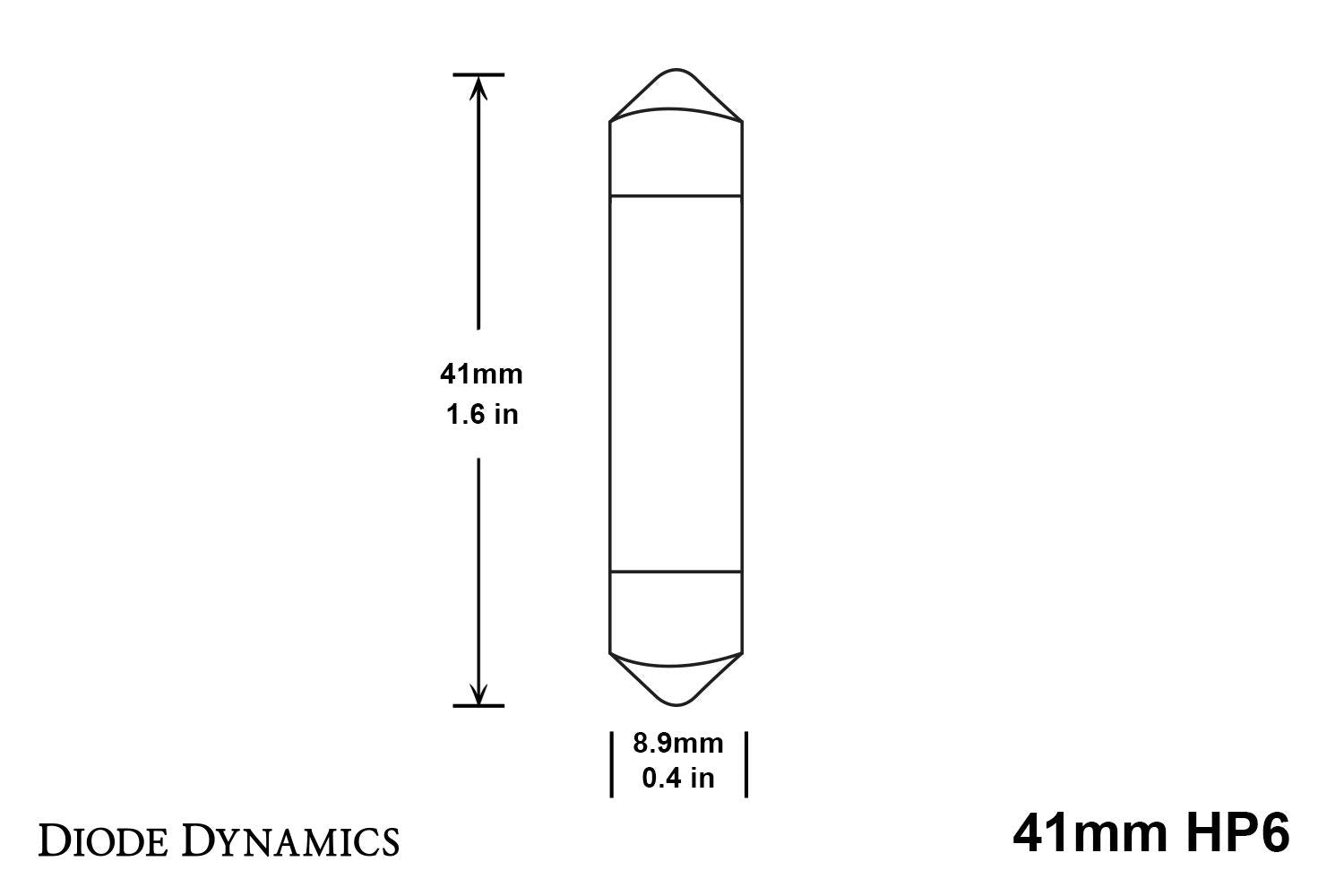 Warm White 41mm HP6 LED Bulb Single Diode Dynamics