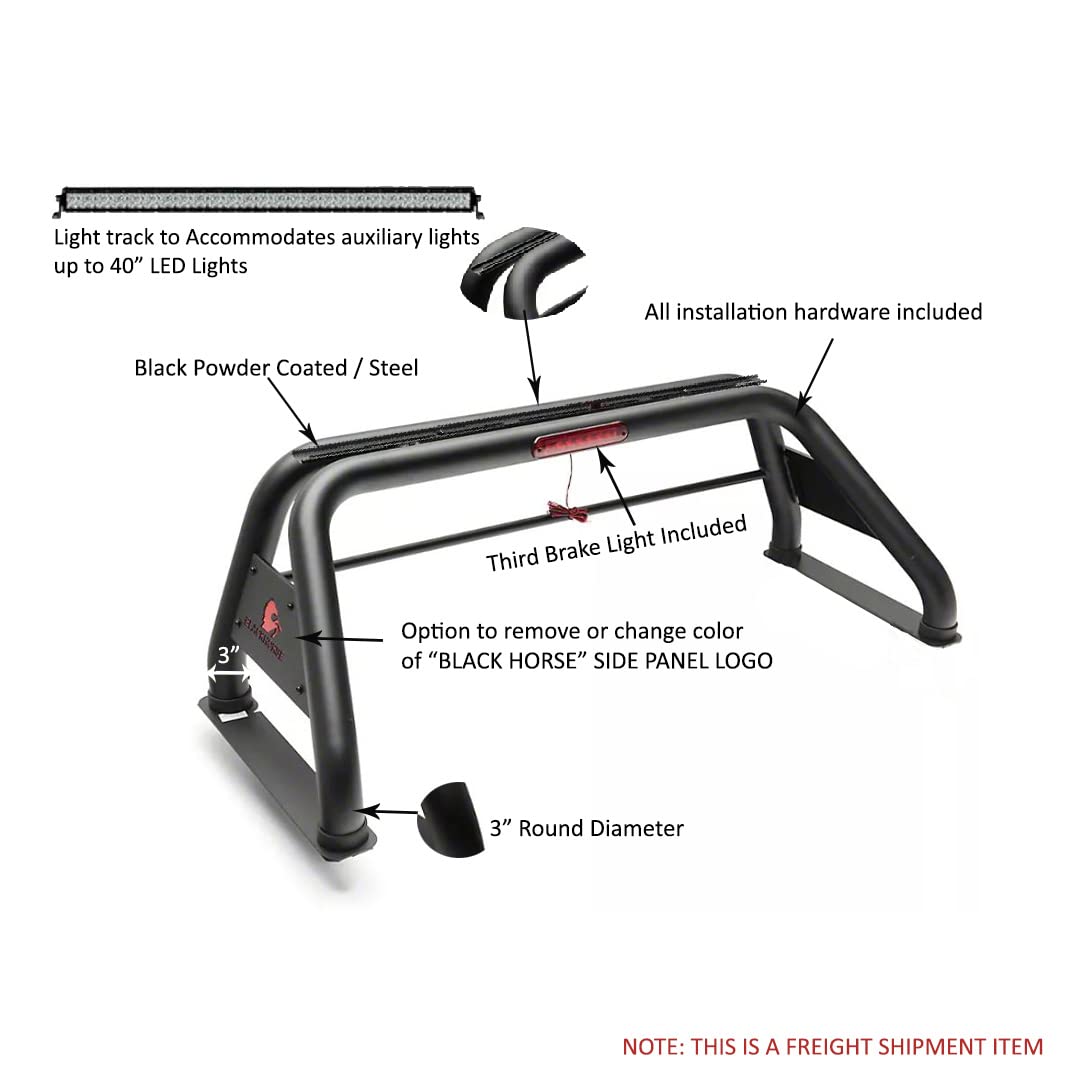 Classic Black Horse Roll Bar Includes 1 40in LED Light Bar Black Compatible with 2015-2022 Chevrolet Colorado|2015-2022 GMC Canyon-RB005BK-KIT