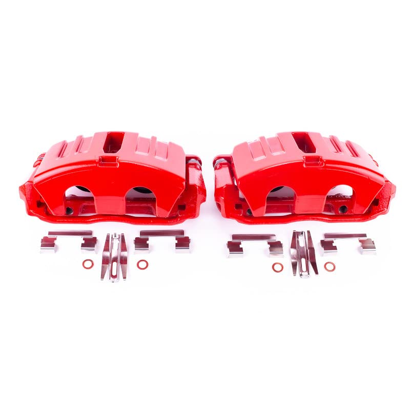 Power Stop S5006C Front Pair of High-Temp Red Powder Coated Calipers For Chevrolet Corvette 2005-2013 [Model Specific]