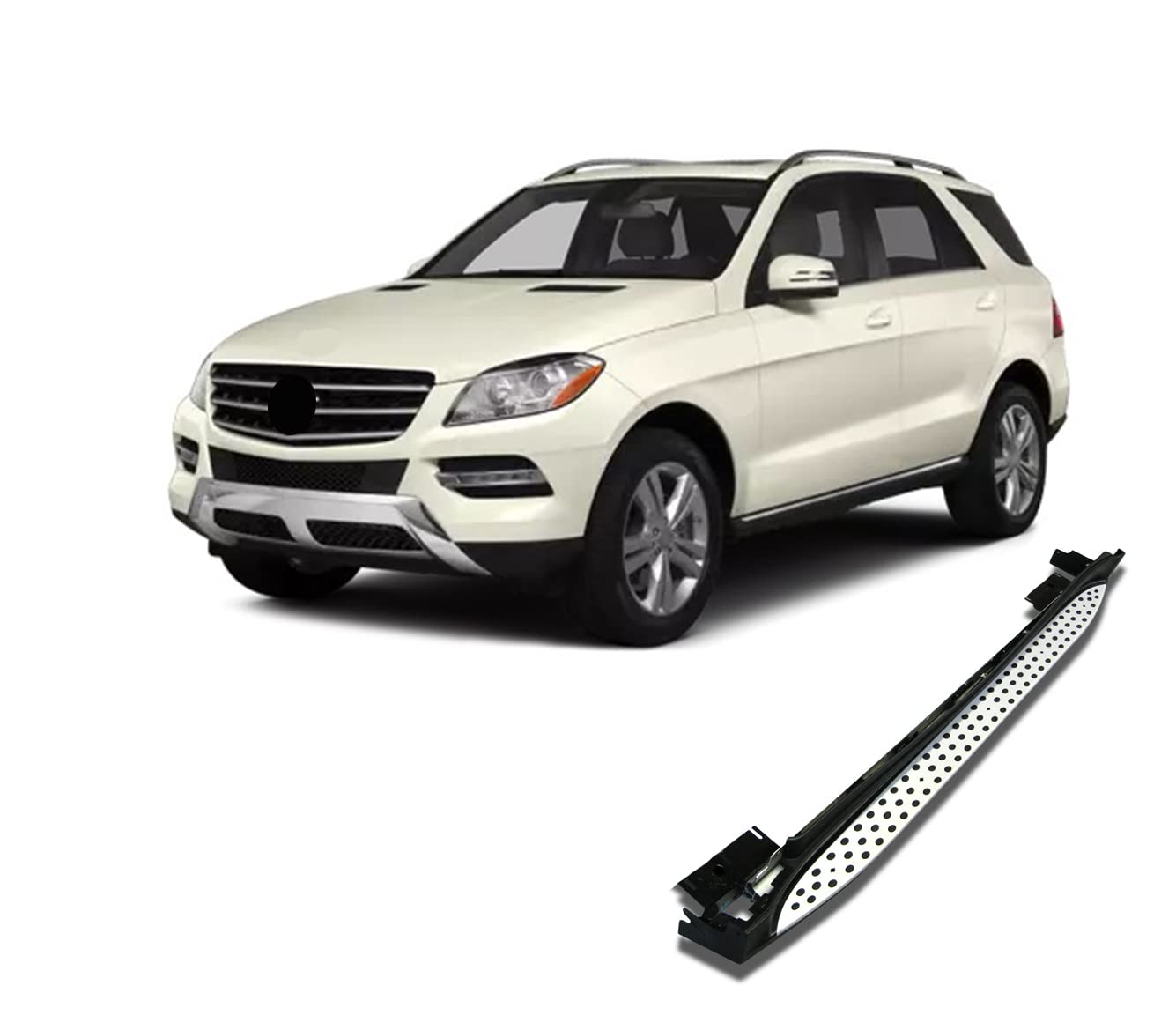 OEM Black Horse Replica Running Boards Aluminum Compatible with 2012-2015 Mercedes-Benz ML350/ML500/ML550/ML63 AMG|2015-2015 Mercedes-Benz ML250/ML400 -RMW166