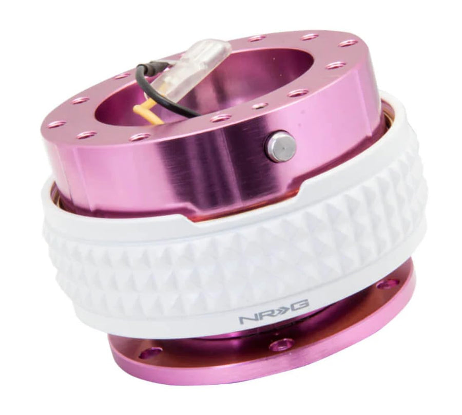 NRG Innovations Gen 2.1 NRG-SRK-210PK-GL Race Steering Wheel Quick Release Kit Adapter Pink Body/Glow in the Dark Pyramid Ring, 6x70 and 6x74mm Bolt Patterns