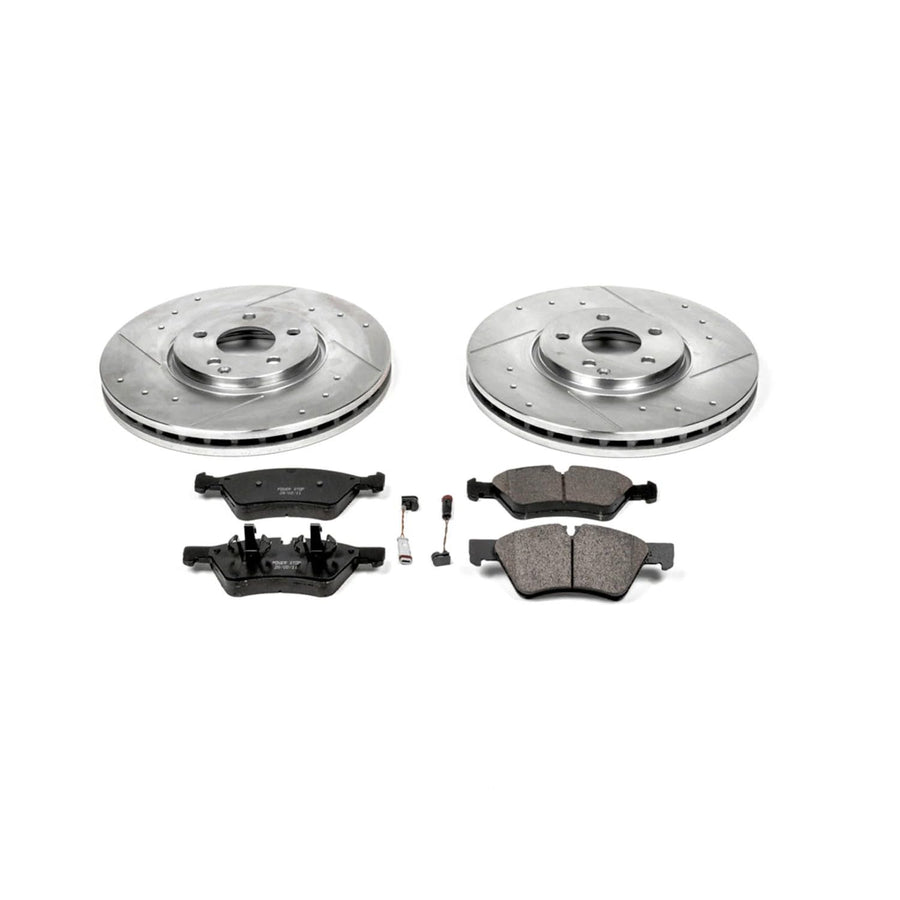 Power Stop K4644 Z23 Carbon Fiber Brake Pads with Drilled & Slotted Brake Rotors Kit For Mercedes-Benz E500 2006 [Model Specific]
