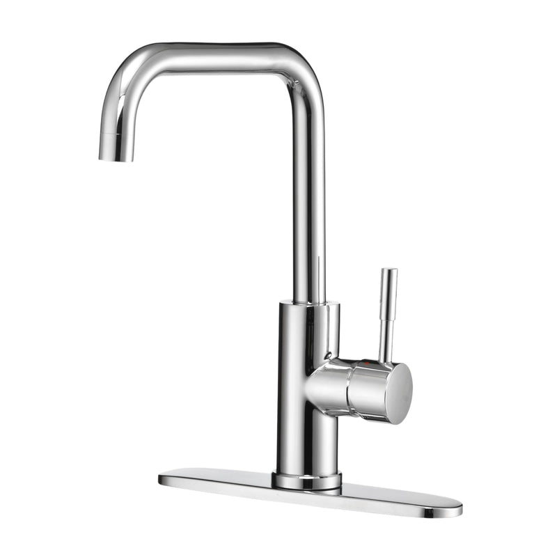 Dura Faucet Squared-Arc RV Single Handle Kitchen Sink Faucet - Optional Deck Plate (Chrome)