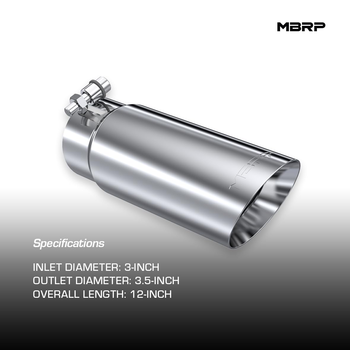 MBRP Dual Wall Universal Tip 3in O.D. Angled End 3 inlet 12 length