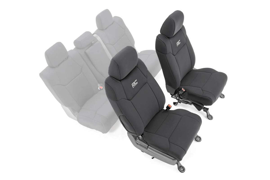 Rough Country Neoprene Front Seat Covers for 2014-2021 Toyota Tundra - 91026A, Black