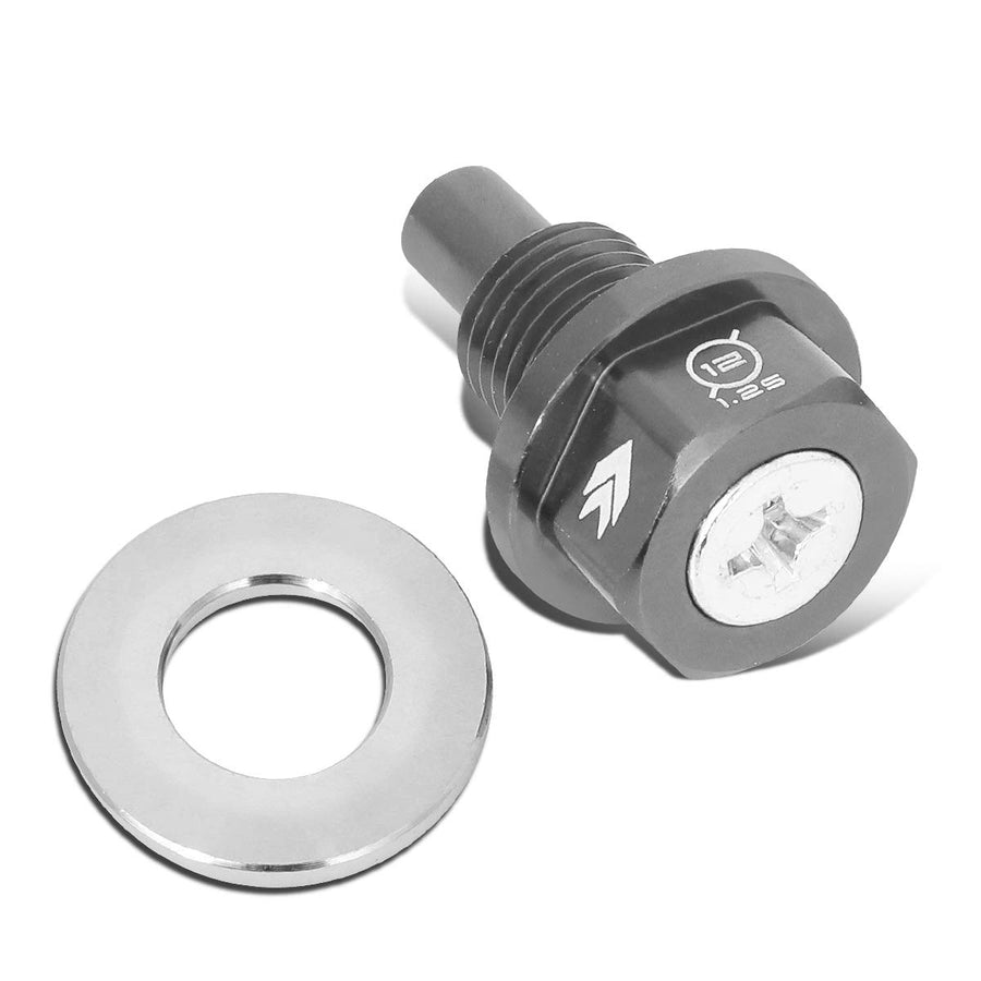 Magnetic Oil Drain Plug NRG Innovations, M12 X 1.25 Thread Size Engine Oil Drain Nut w/Washer, Gun Metal, Replacement for Infiniti,Lexus,Nissan,Toyota, NRG-NOP-200GM