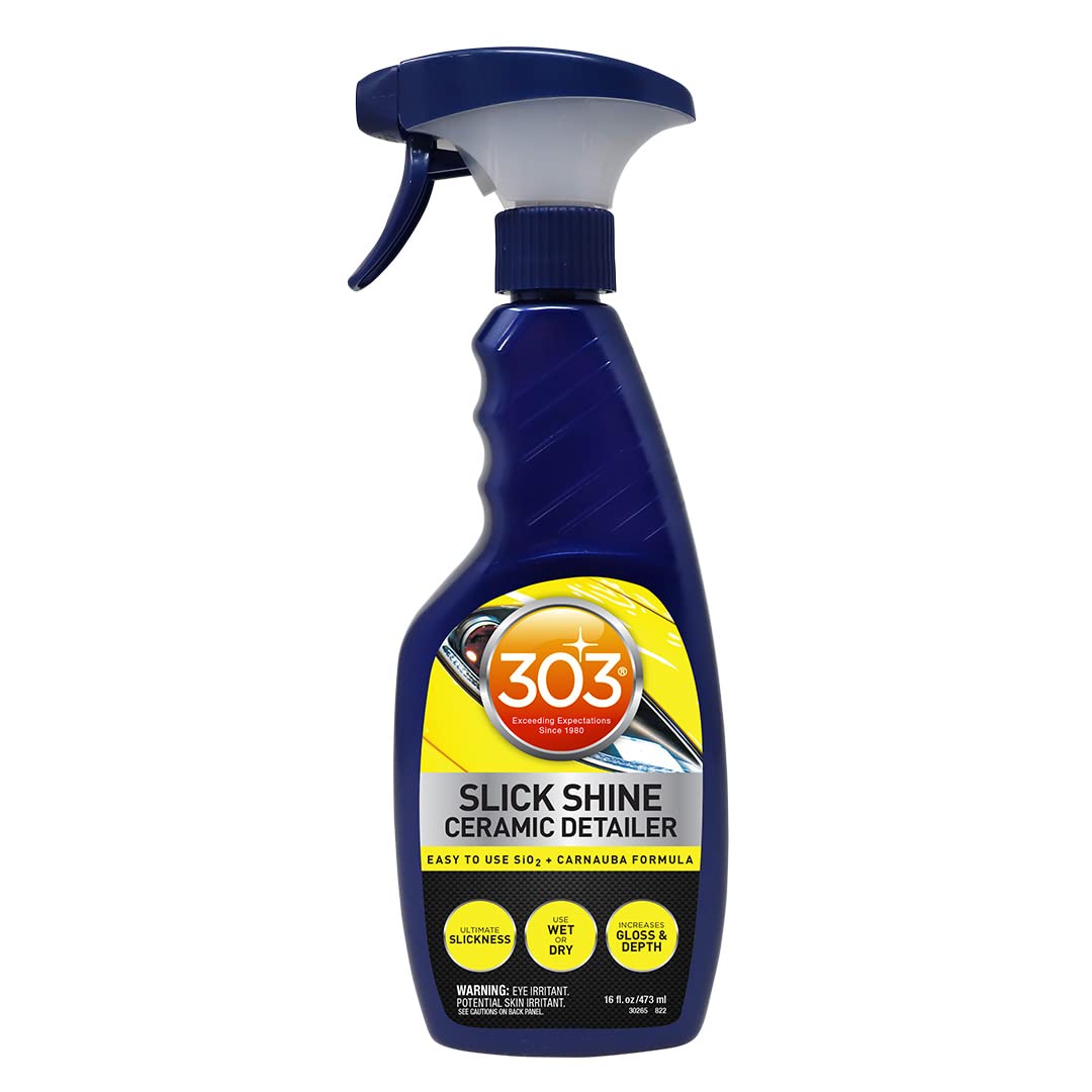 Slick Shine 303 Products (30265 Ceramic Detailer - SiO2 and Carnauba Infused Ceramic Coating - Premium Ceramic Detailing Spray - Increases Shine and Gloss - Works on Paint, Glass, and Wheels - 16Oz