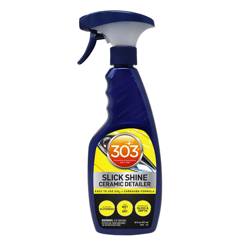 Slick Shine 303 Products (30265 Ceramic Detailer - SiO2 and Carnauba Infused Ceramic Coating - Premium Ceramic Detailing Spray - Increases Shine and Gloss - Works on Paint, Glass, and Wheels - 16Oz
