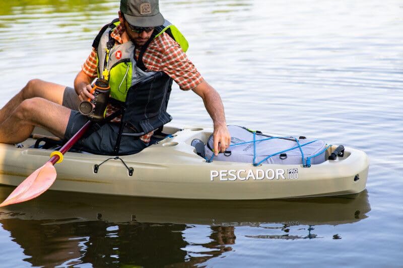 Pescador Pro 10 Perception Kayaks | Sit on Top Fishing Kayak with Adjustable Lawn Chair Seat | Large Front and Rear Storage | 10' 6" | Moss Camo