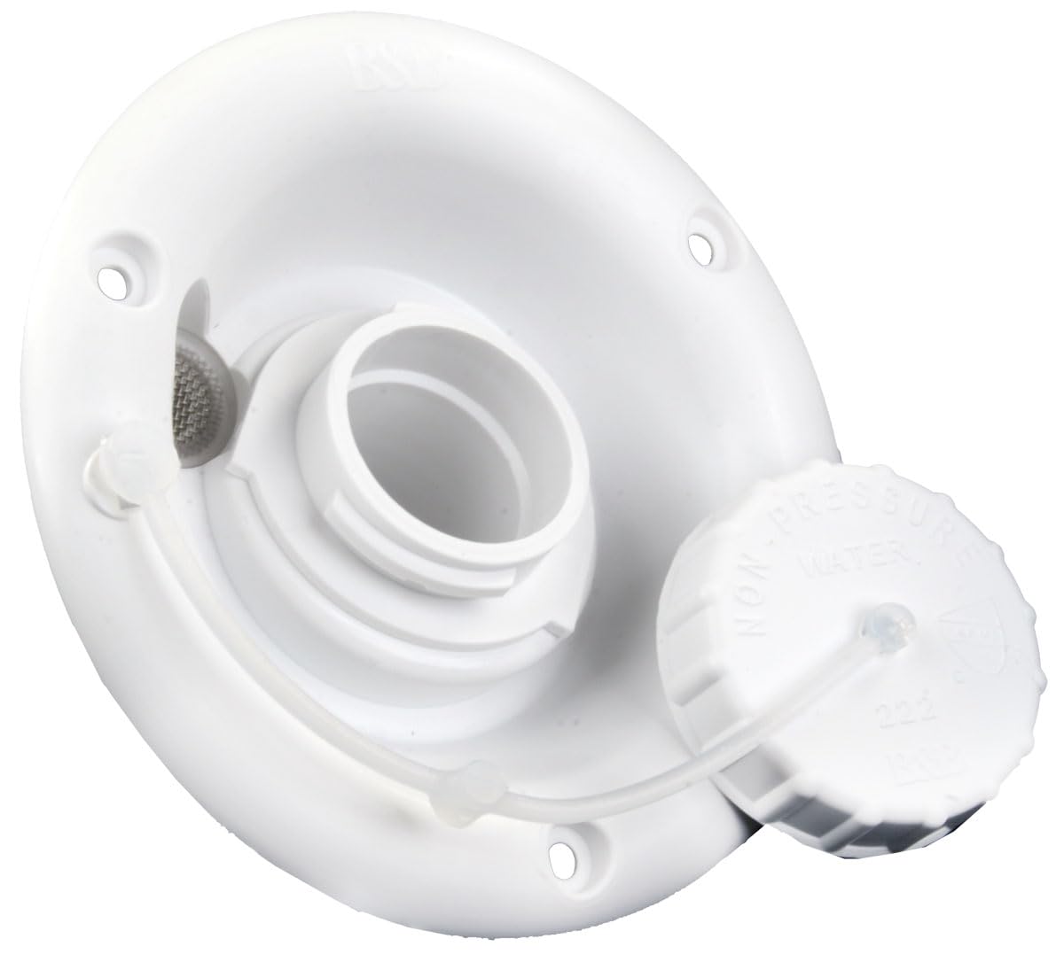 B&B Molders, Gravity Water Fill Dish 94247 – Polar White, UV-Stable Acrylonitrile Construction with Vent Connection, OEM Replacement – Made in USA