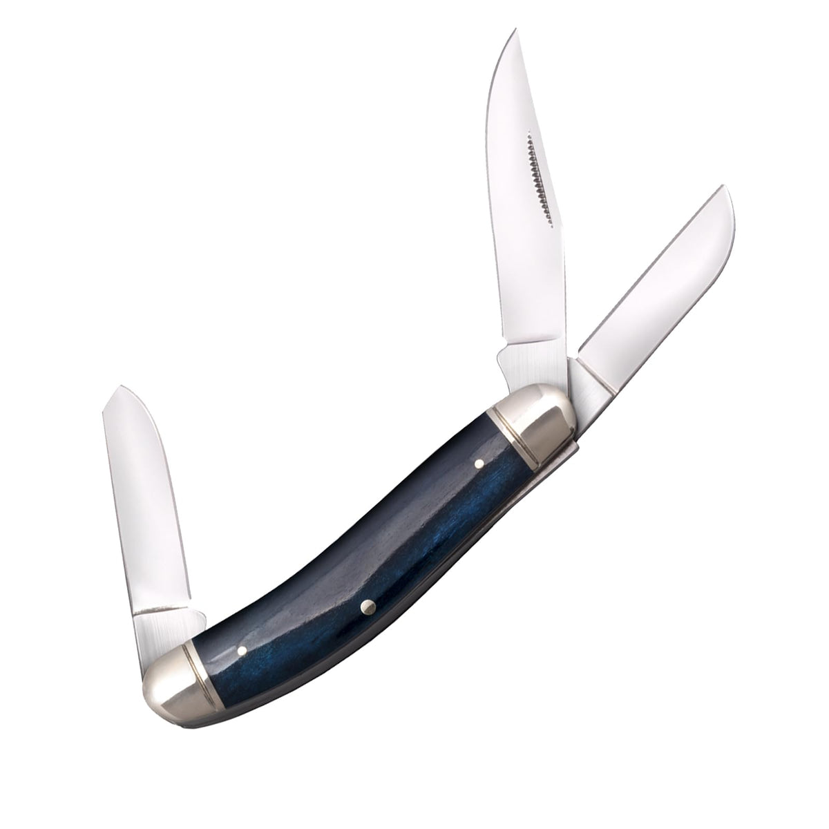 Cold Steel Stockman Gentlemen's Versatile Practical Durable Compact Pocket Folding Knife - 3 Blades; Blue Bone Handle; Slip Joint Lock