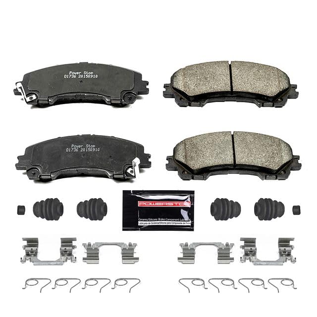 Power Stop Z23-1736 Z23 Evolution Sport Carbon Fiber Infused Ceramic Brake Pad with Hardware, Black For INFINITI Q50, INFINITI Q60, INFINITI QX50, Nissan Rogue, Niss [Model Specific]