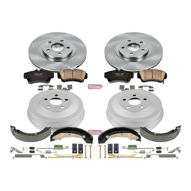Power Stop Autospecialty KOE15232DK Front and Rear Replacement Brake Kit-OE Brake Drums & Ceramic Brake Pads For Chrysler PT Cruiser 2004-2009 [Model Specific]