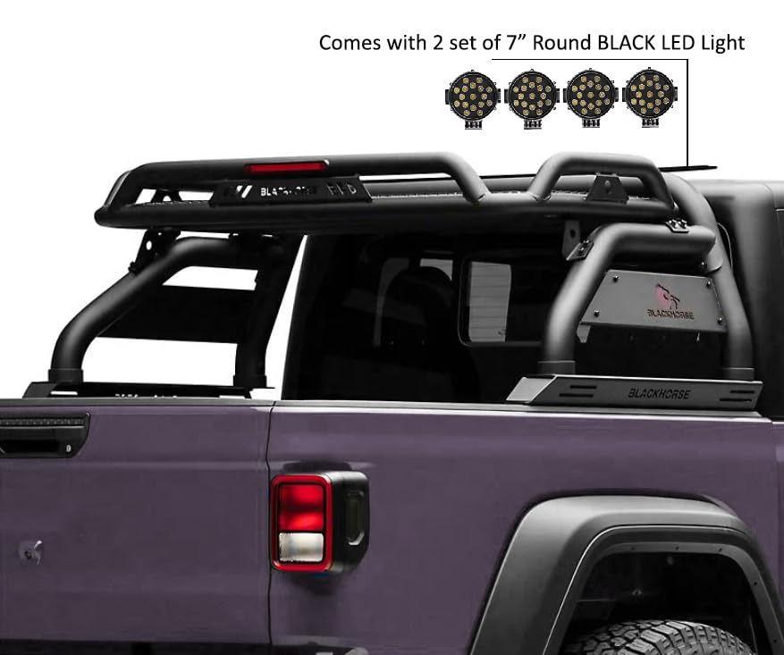 Atlas Roll Bar Black Horse Off Road Kit Black Compatible with 2020-2023 Jeep Gladiator-ATRB9BK-PLB