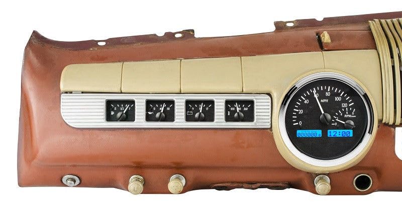 Dakota Digital VHX-42F-K-B Gauge System Analog Dash Compatible with Ford 1942-48 Car Black Blue Backlighting