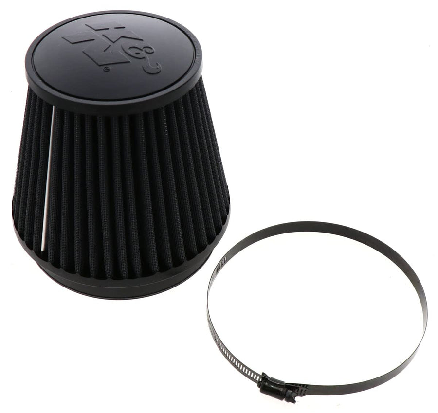 K&N Lifetime Dryflow Universal Clamp-On Air Filter: Dry Synthetic, Washable, Oil-Free: Flange Diameter: 6 In, Filter Height: 6 In, Flange Length: 1 In, Shape: Round Tapered, RU-3102HBK
