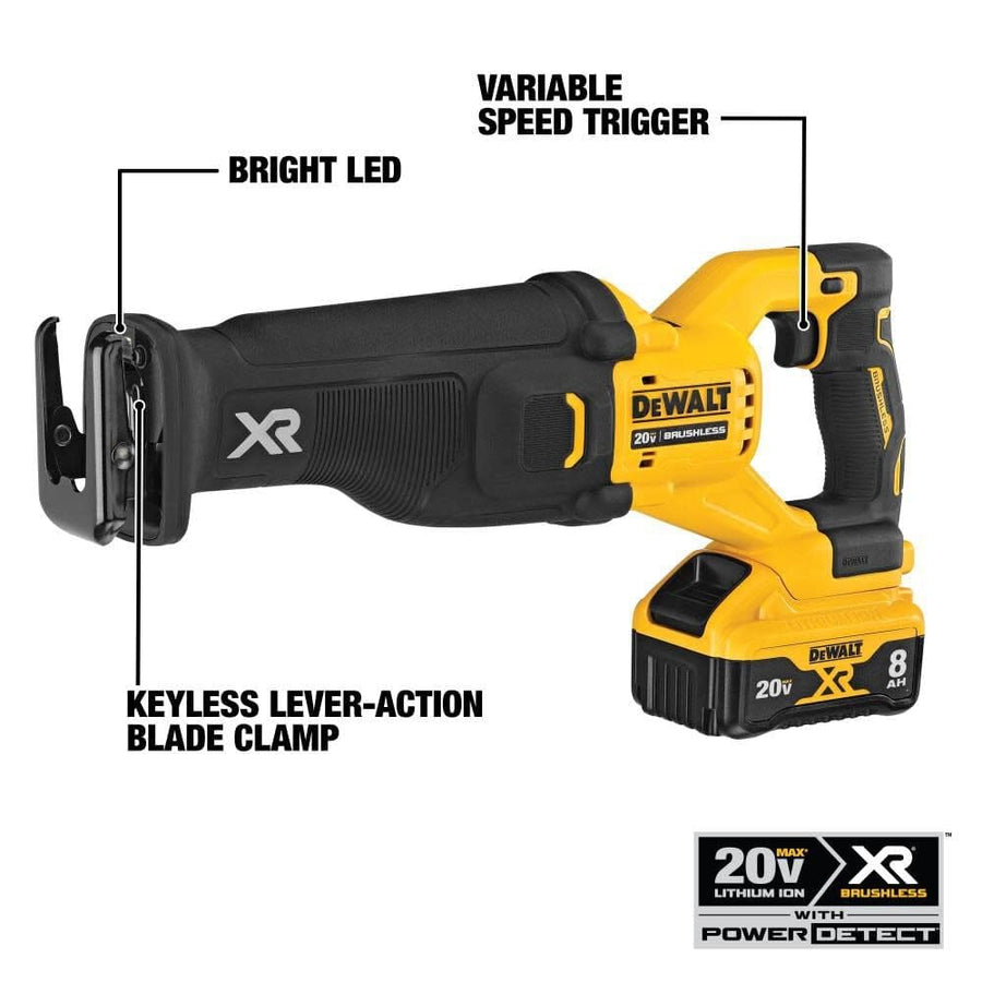 20V MAX XR DEWALT Reciprocating Saw with Power Detect, Tool Only (DCS368B)