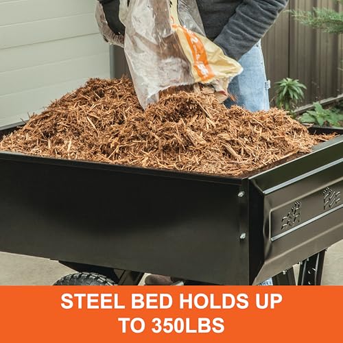 350-Pound Agri-Fab Inc Steel Tow Behind Dump Cart, 10-Cubic Feet Capacity – Removable Tail Gate, Garden Utility Trailer, Black