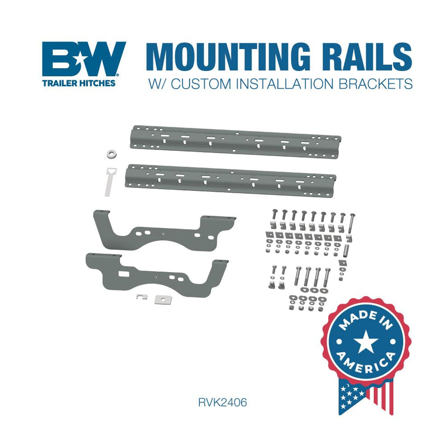 Fifth Wheel Hitch B&W Trailer Hitches Universal Mounting Rails with Custom Installation Brackets - RVK2406